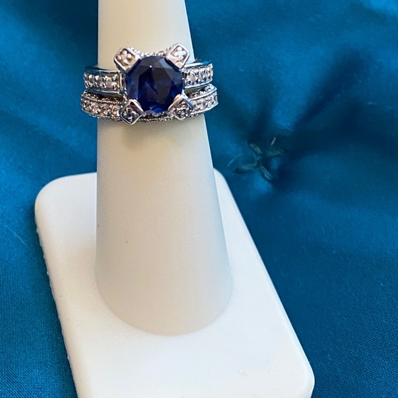 Sapphire & CZ ring set - Picture 2 of 8